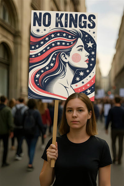 No Kings In America Protest Sign, Anti-Trump Resistance, Political Activist Poster, Rally Sign, Resist Fascism Protest Poster