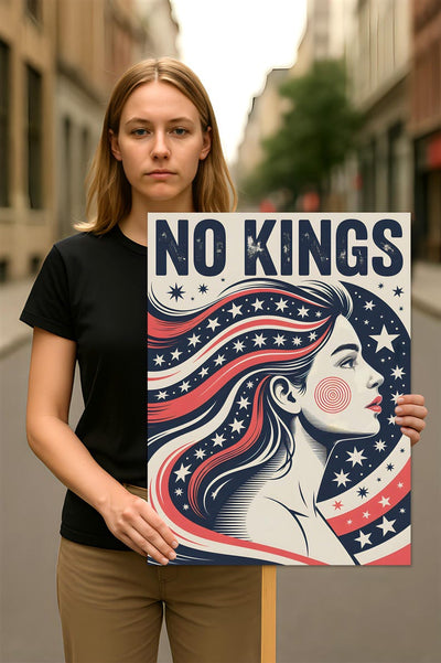 No Kings In America Protest Sign, Anti-Trump Resistance, Political Activist Poster, Rally Sign, Resist Fascism Protest Poster