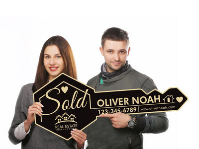 Personalized Real Estate Marketing Key Cutout Sign, Customized Realtor Social Media Photo Props, Realtor Key Sign, Customized Just Sold Key