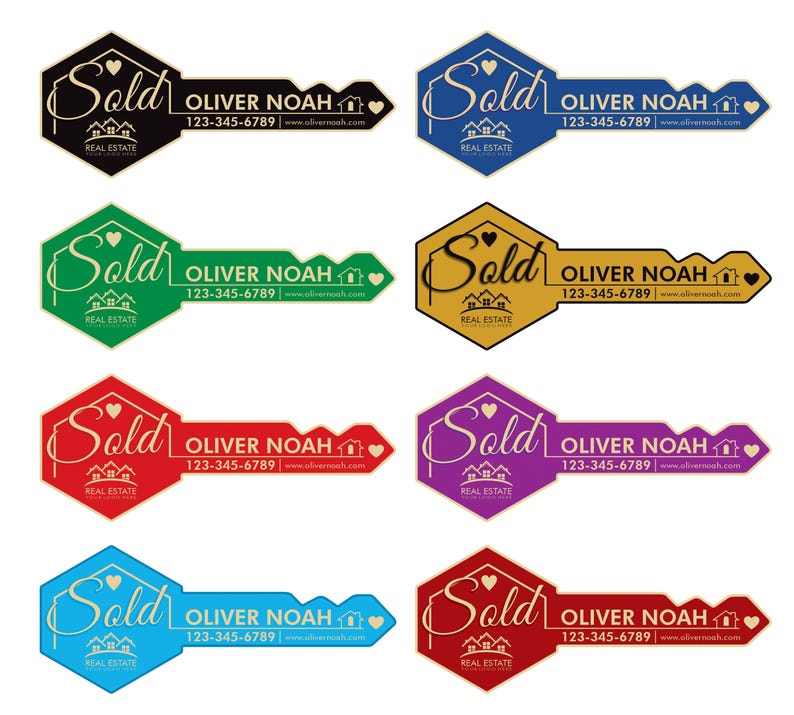 Personalized Real Estate Marketing Key Cutout Sign, Customized Realtor Social Media Photo Props, Realtor Key Sign, Customized Just Sold Key