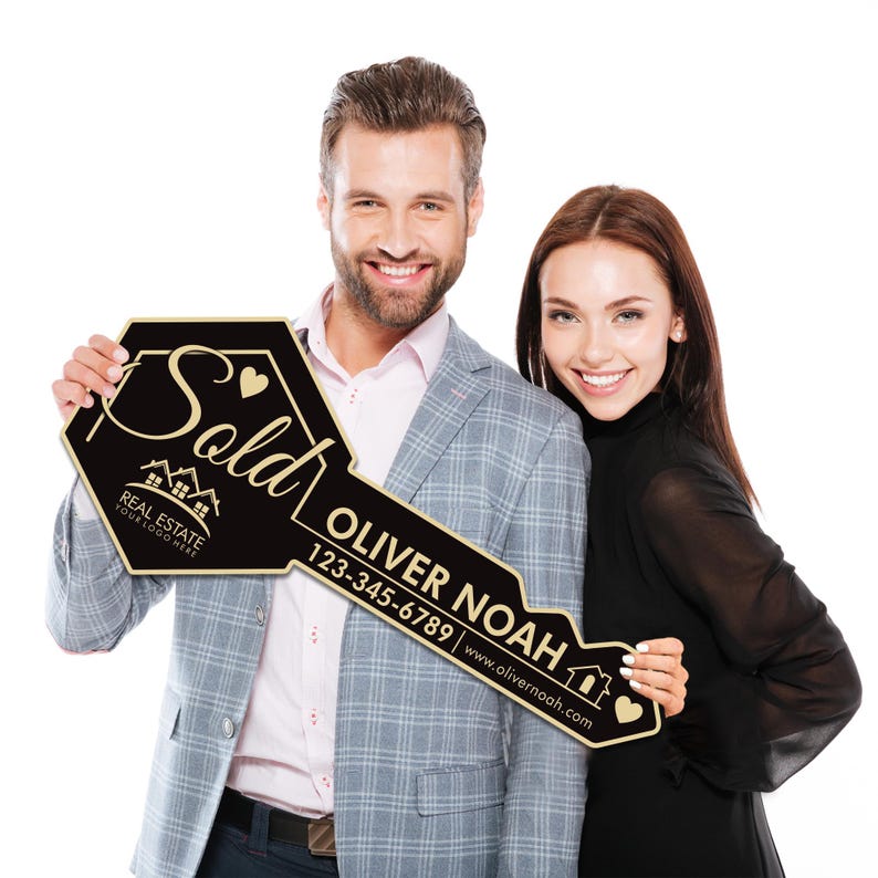 Personalized Real Estate Marketing Key Cutout Sign, Customized Realtor Social Media Photo Props, Realtor Key Sign, Customized Just Sold Key