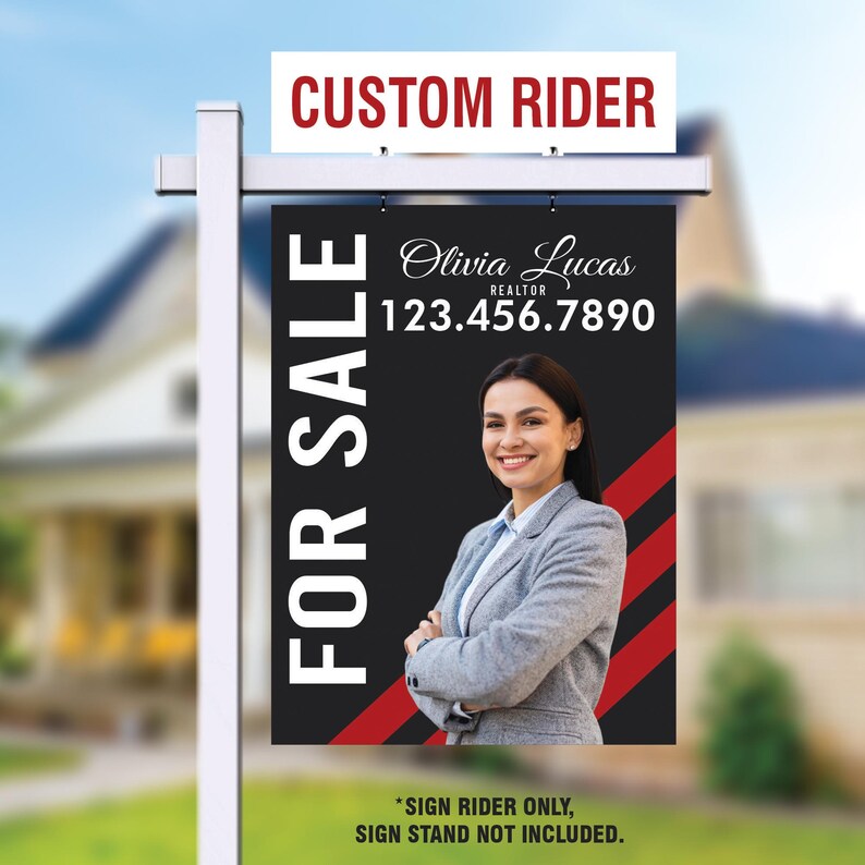 Custom Real Estate Aluminum Sign Panel & Rider - 18” X 24” Thick Sign With Holes for Hanging