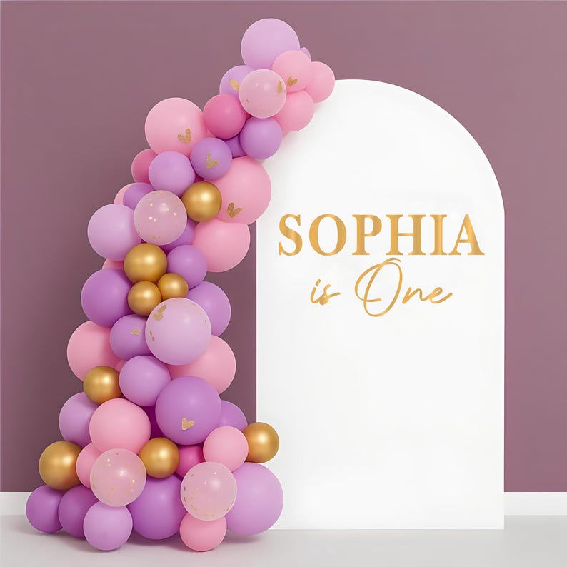 Personalized Happy Birthday Name Wall Decal, Happy Birthday Party Backdrop Custom Name Sticker