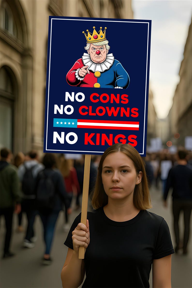 No Kings In America Protest Sign, Anti-Trump Resistance, No Felon, Political Activist Poster, Rally Sign, Resist Fascism Protest Poster