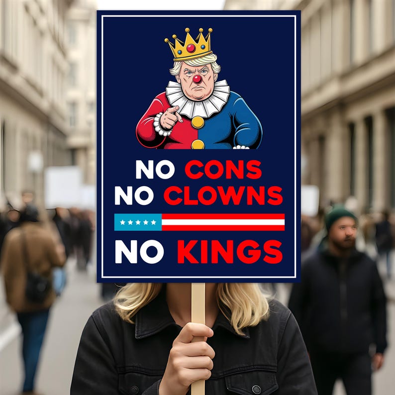 No Kings In America Protest Sign, Anti-Trump Resistance, No Felon, Political Activist Poster, Rally Sign, Resist Fascism Protest Poster