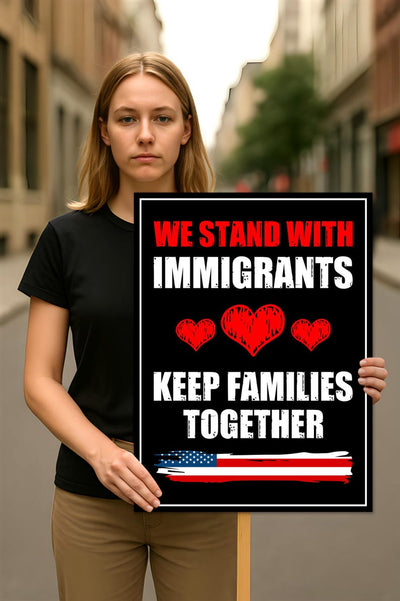 We Stand With Immigrants Protest Sign, Anti-Trump Resistance, Political Activist Poster, Rally Sign, Resist Fascism Protest Poster