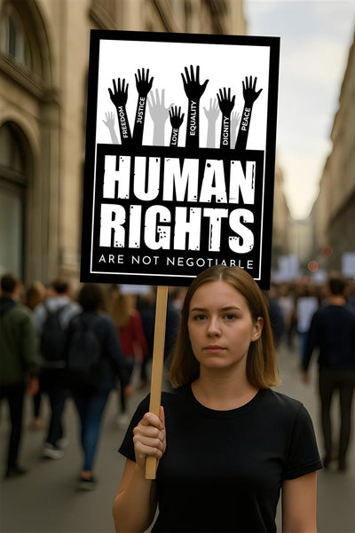 Human Rights Are Not Negotiable Protest Sign, Anti-Trump Resistance, Political Activist Poster, Rally Sign, Resist Fascism Protest Poster