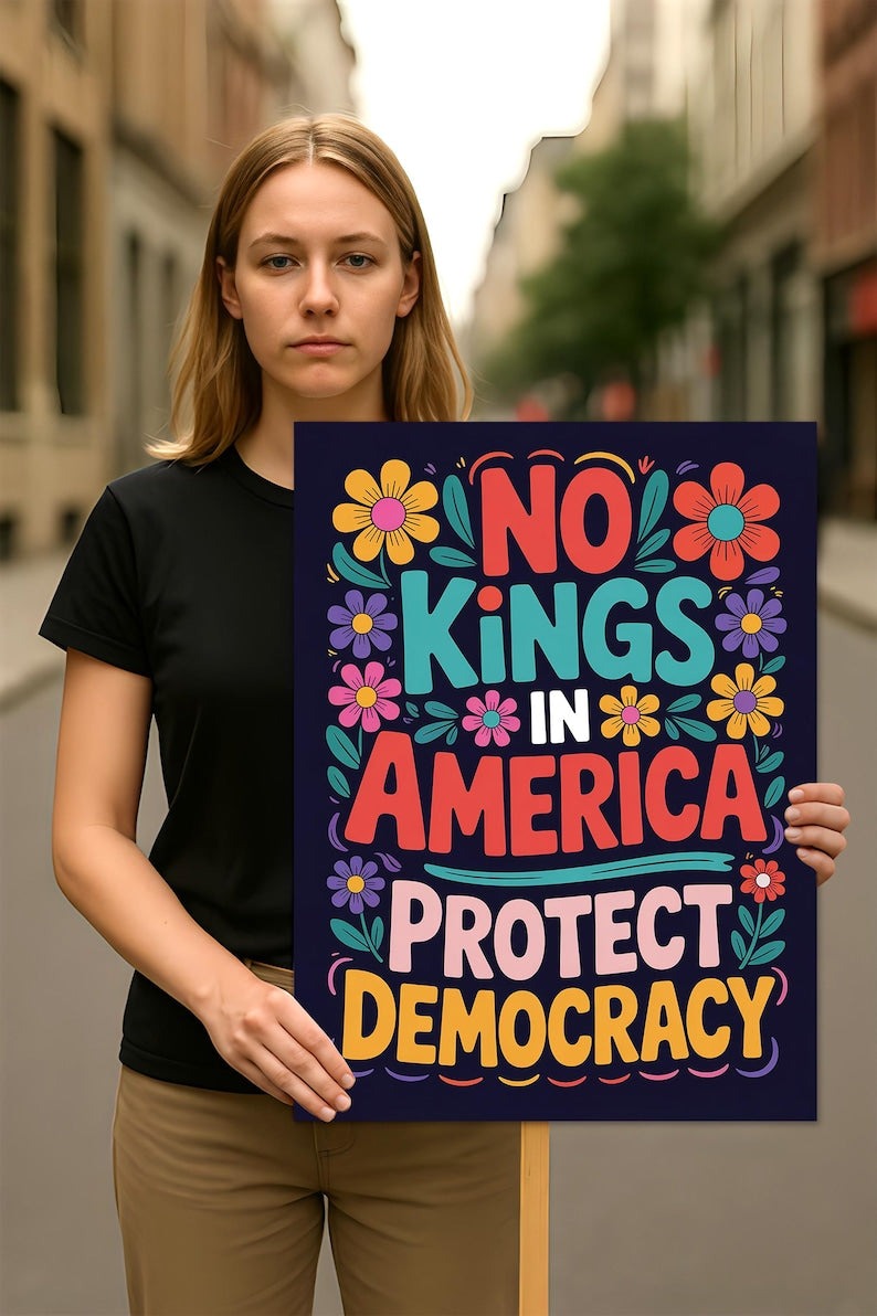 No Kings, No Dictators Protest Sign, Anti-Trump Resistance, Political Activist Poster, Rally Sign, Resist Fascism Protest Poster