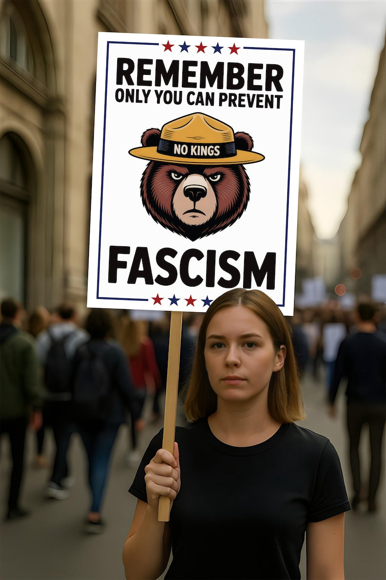 No Kings In America Protest Sign, Anti-Trump Resistance, Political Activist Poster, Rally Sign, Resist Fascism Protest Poster