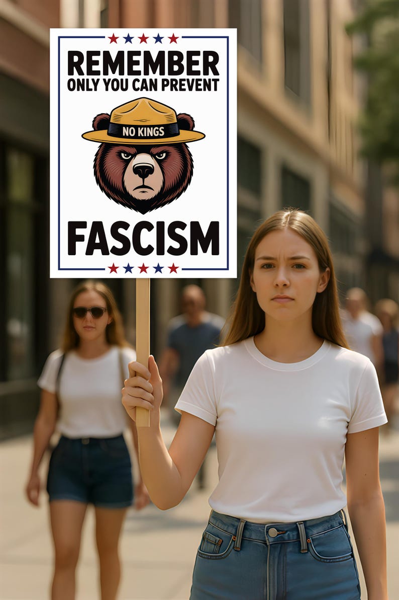 No Kings In America Protest Sign, Anti-Trump Resistance, Political Activist Poster, Rally Sign, Resist Fascism Protest Poster