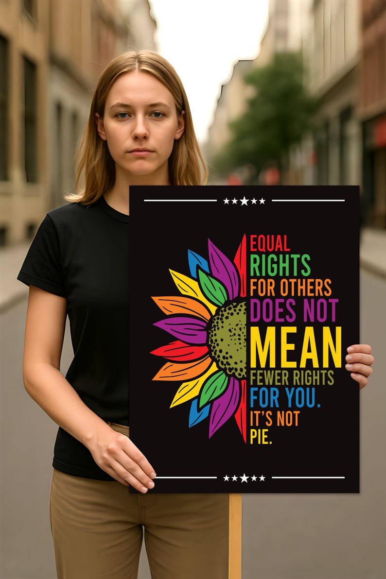 Equal Rights, No Kings In America Protest Sign, Anti-Trump Resistance, Political Activist Poster, Rally Sign, Resist Fascism Protest Poster