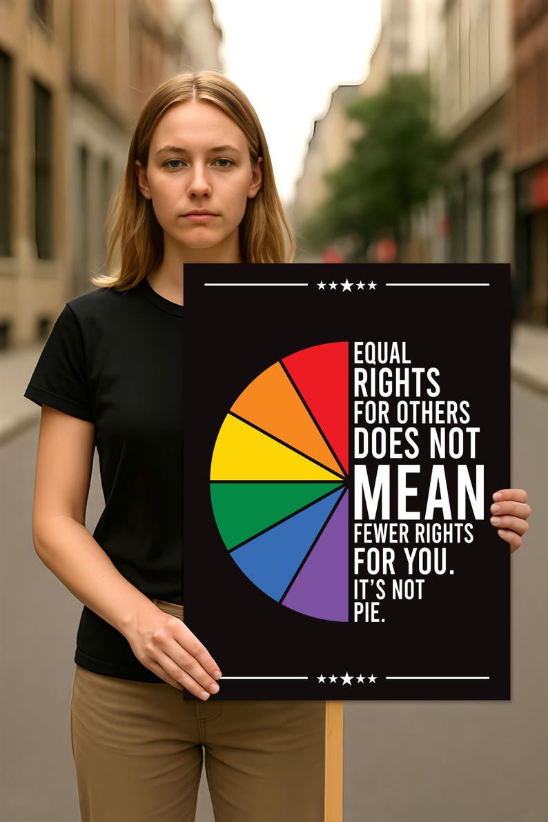Equal Rights, No Kings In America Protest Sign, Anti-Trump Resistance, Political Activist Poster, Rally Sign, Resist Fascism Protest Poster