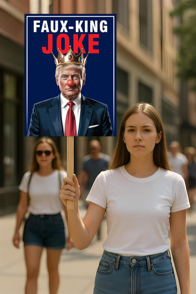 Faux King Joke, No Kings In America Protest Sign, Anti-Trump, Political Activist Poster, Rally Sign, Resist Fascism Protest Poster