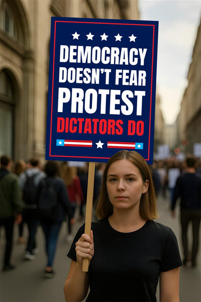Democracy Doesn't Fear Protest, Dictators Do Sign, Anti-Trump No Kings, Political Activist Poster, Rally Sign, Resist Fascism Protest Poster