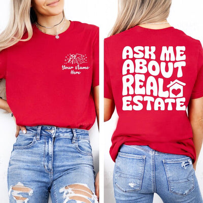 Ask Me About Real Estate Shirt, Custom Real Estate Agent Sweatshirt, Aesthetic Realtor Life Long Sleeve Tee, Real Estate Hoodie, Two-Sided