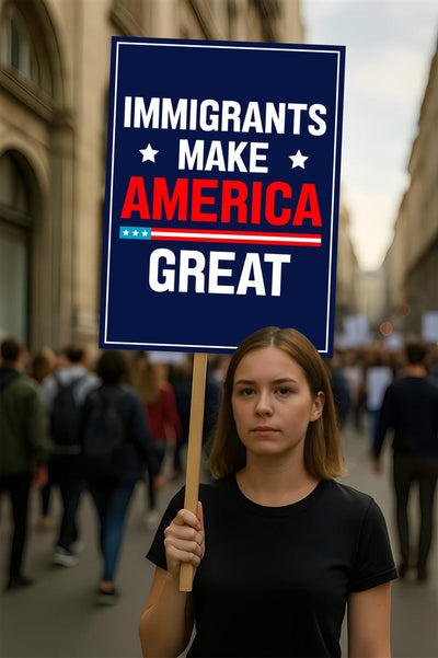Immigrants Make America Great Protest Sign, Anti-Trump Resistance, Political Activist Poster, Rally Sign, Resist Fascism Protest Poster