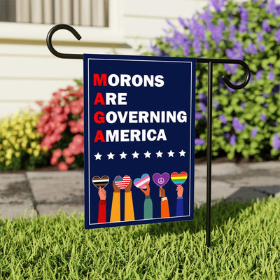 Morons Are Governing America Garden Flag, Double Sided, Resist Hate Flag, Anti-Trump Flag, Resist Racism Flag, Resist Fascism Flag