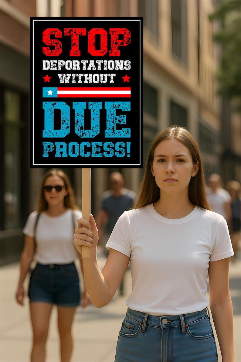 Stop Deportations Without Due Process Protest Sign, Anti-Trump, Political Activist Poster, Resist Fascism, Resist Rascism Rally Sign