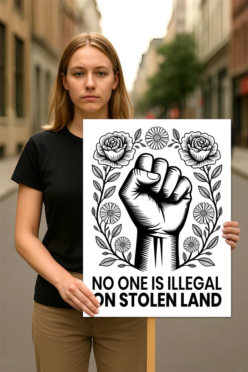 No One Is Illegal Protest Sign, Anti-Trump Resistance, Political Activist Protest Poster, Rally Sign, Resist Fascism, Resist Rascism