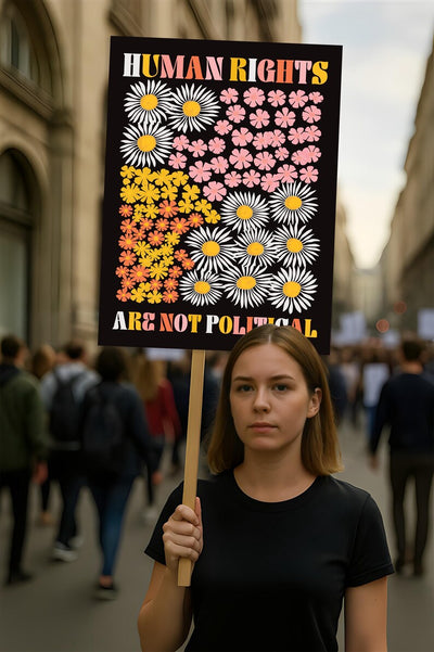 Human Rights Are Not Political Protest Sign, Anti-Trump Resistance, Political Activist Poster, Rally Sign, Resist Fascism, Resist Racism