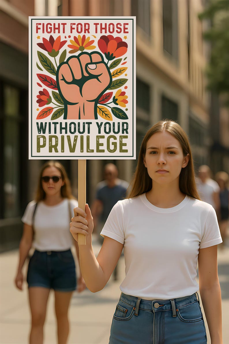 Fight For Those Without Your Privilege Protest Sign, Anti-Trump Resistance, Political Activist Poster, Resist Fascism Rally Sign
