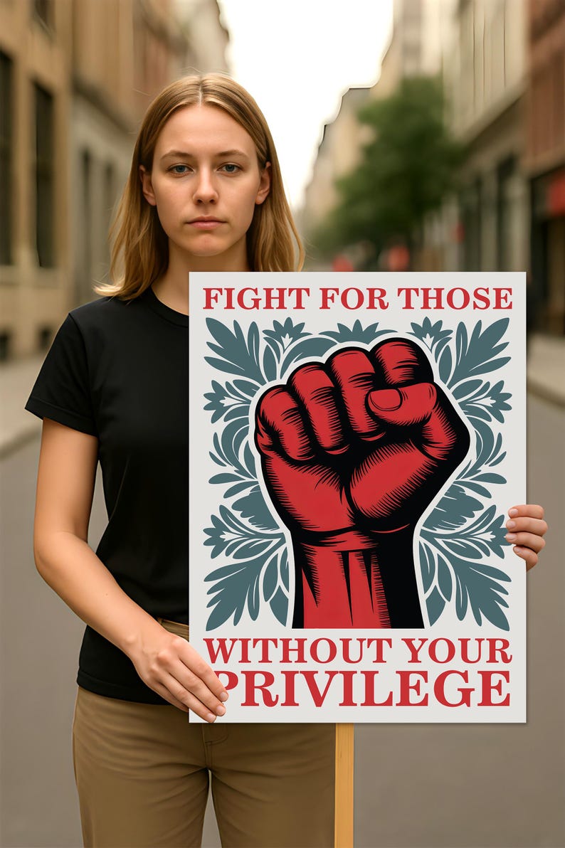 Fight For Those Without Your Privilege Protest Sign, Anti-Trump Resistance, Political Activist Poster, Resist Fascism Rally Sign
