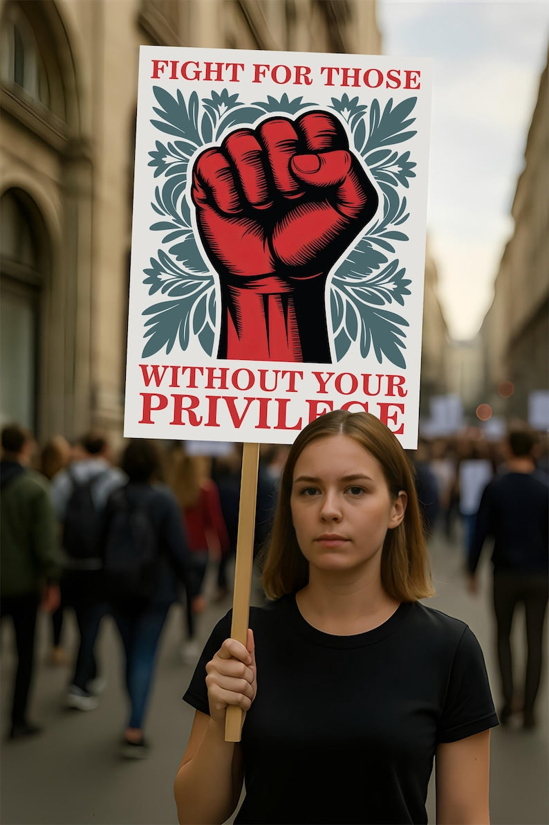 Fight For Those Without Your Privilege Protest Sign, Anti-Trump Resistance, Political Activist Poster, Resist Fascism Rally Sign