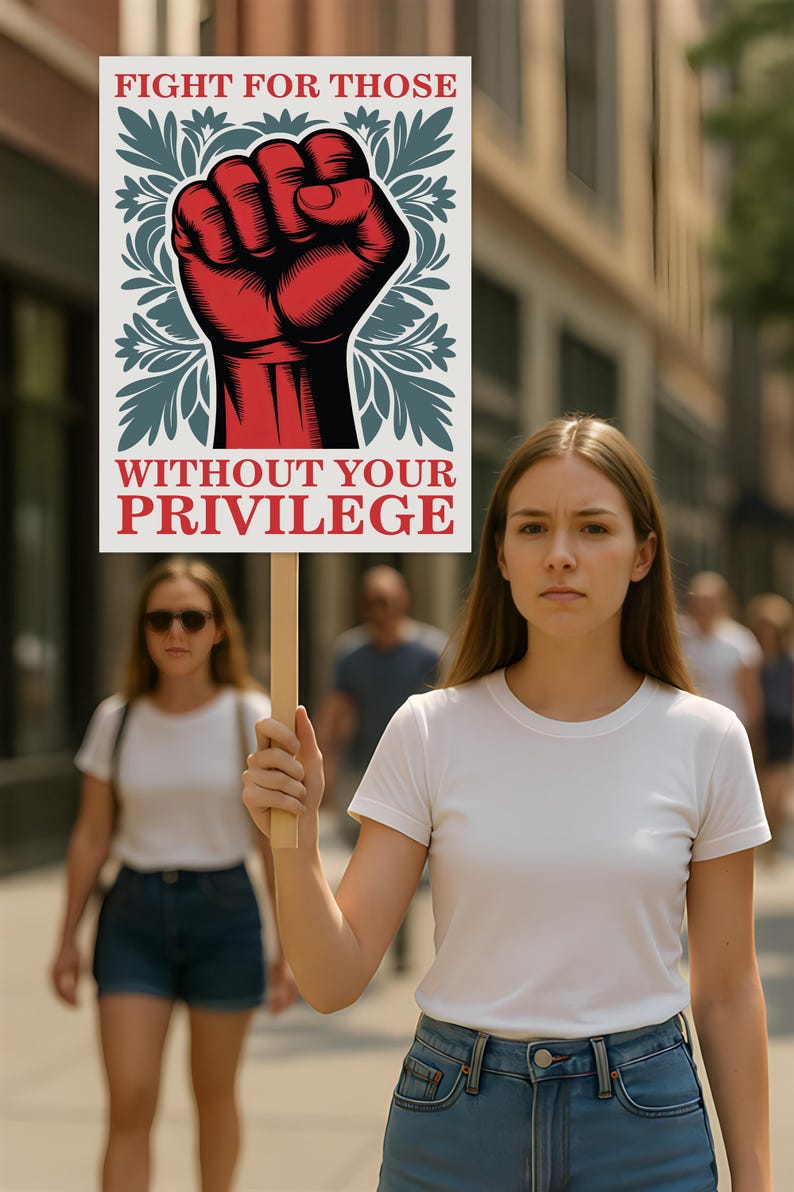 Fight For Those Without Your Privilege Protest Sign, Anti-Trump Resistance, Political Activist Poster, Resist Fascism Rally Sign