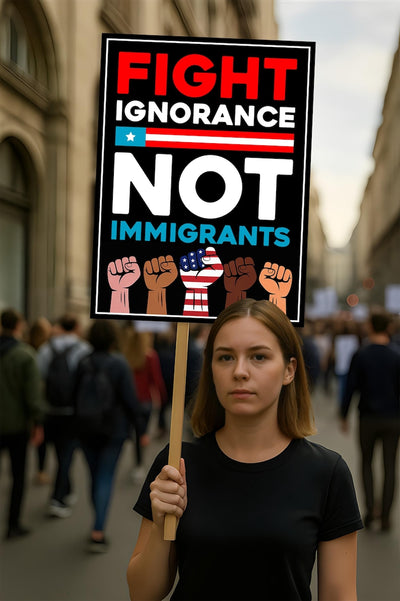 Fight Ignorance Not Immigrants Sign, Anti-Trump Resistance, Political Activist Poster, Resist Fascism Rally Sign
