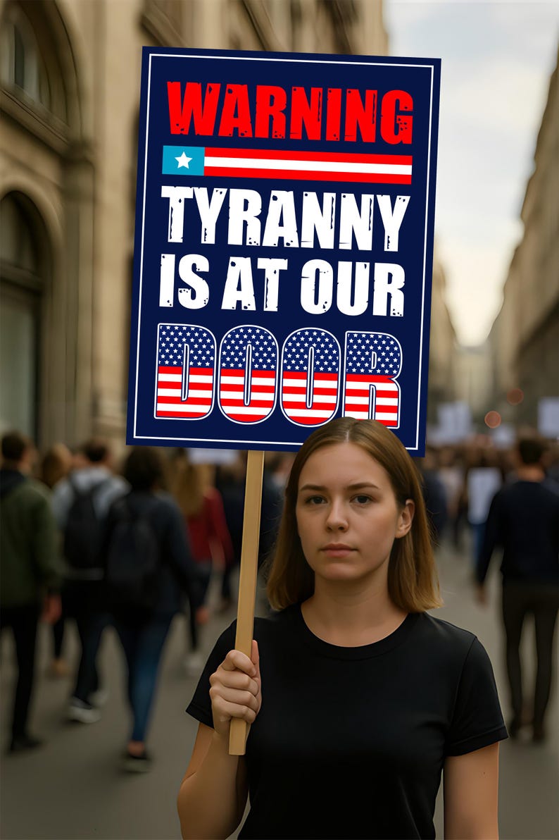 Tyranny Is at the Door Protest Sign, Anti-Trump Resistance, Political Activist Poster, Resist Fascism Rally Sign