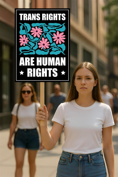 Trans Rights Are Human Rights Protest Sign, Anti-Trump Resistance, No Kings, Political Activist Poster, Resist Fascism Rally Sign