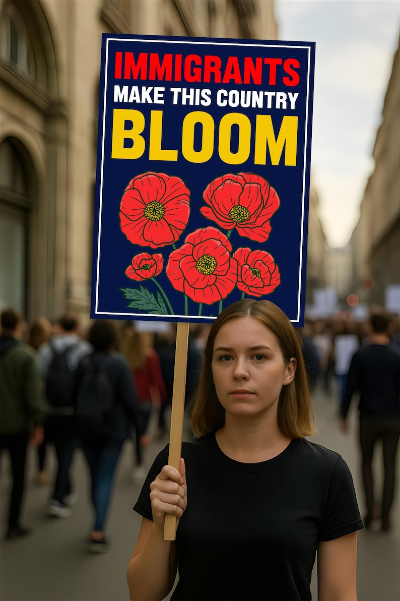 Immigrants Make This Country Bloom Protest Sign, Anti-Trump Resistance, No Kings, Political Activist Poster, Resist Fascism Rally Sign