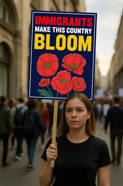 Immigrants Make This Country Bloom Protest Sign, Anti-Trump Resistance, No Kings, Political Activist Poster, Resist Fascism Rally Sign