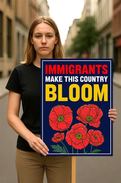 Immigrants Make This Country Bloom Protest Sign, Anti-Trump Resistance, No Kings, Political Activist Poster, Resist Fascism Rally Sign