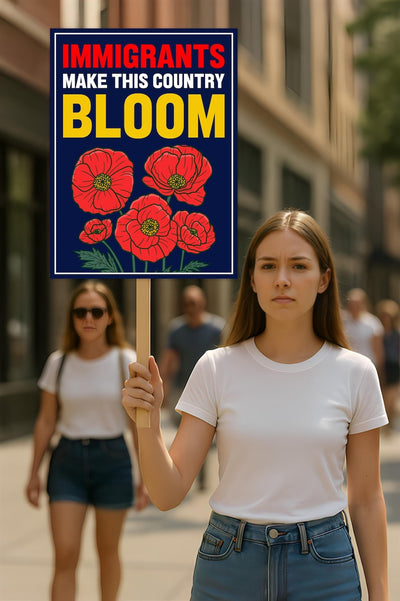 Immigrants Make This Country Bloom Protest Sign, Anti-Trump Resistance, No Kings, Political Activist Poster, Resist Fascism Rally Sign