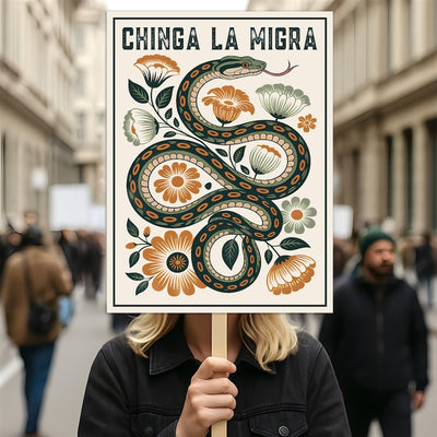 Immigrant Rights Chinga La Migra Protest Sign, Anti-Trump, Abolish ICE, Resist Fascism, Political Activist Poster Rally Sign