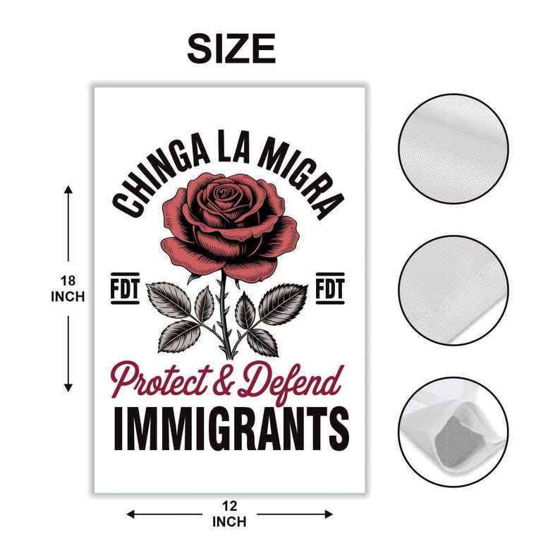 Chinga La Migra Protect Defend Immigrants Protest Garden Flag, Double Sided, Resist Hate, Anti-Trump, Resist Racism, Resist Fascism Flag