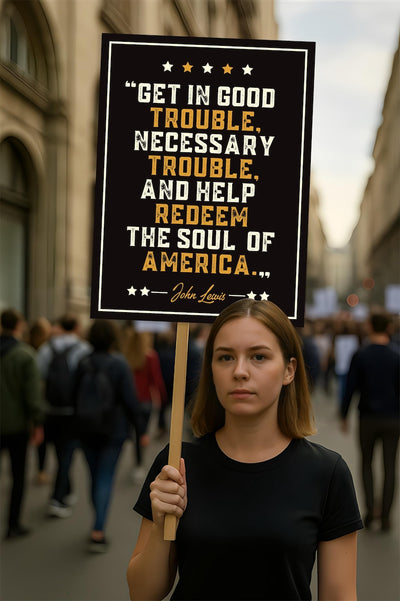 John Lewis Good Trouble Protest Sign, Resist Hate, Anti-Trump, Resist Racism, Resist Fascism, Political Activist Poster Rally Sign