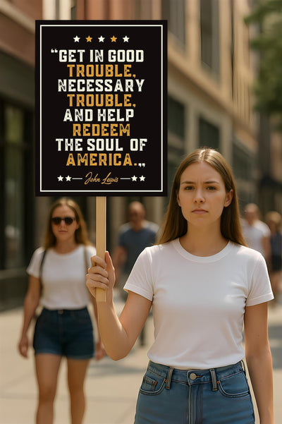 John Lewis Good Trouble Protest Sign, Resist Hate, Anti-Trump, Resist Racism, Resist Fascism, Political Activist Poster Rally Sign