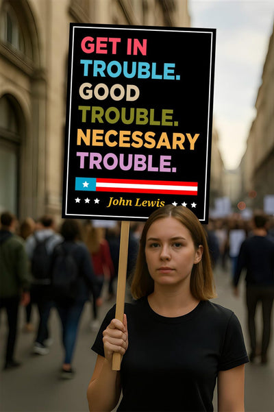 John Lewis Good Trouble Protest Sign, Resist Hate, Anti-Trump, Resist Racism, Resist Fascism, Political Activist Poster Rally Sign