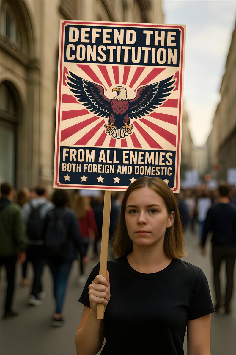 Defend the Constitution Protest Sign, Anti-Trump Resistance, Political Activist Poster, Rally Sign, Resist Fascism Protest Poster