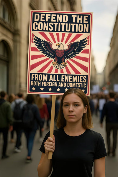 Defend the Constitution Protest Sign, Anti-Trump Resistance, Political Activist Poster, Rally Sign, Resist Fascism Protest Poster