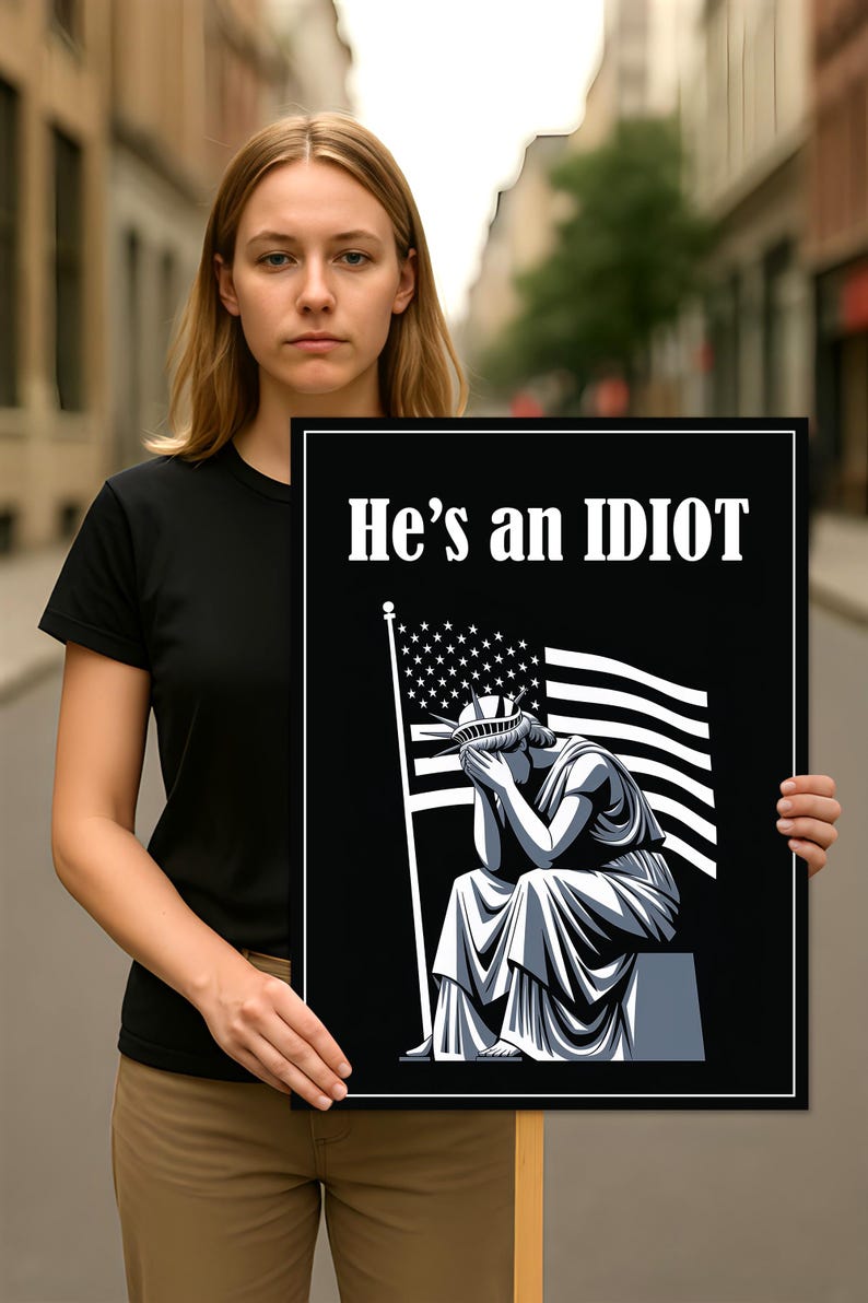 He is an IDIOT Protest Sign, Anti-Trump Resistance, Political Activist Poster, Rally Sign, Resist Fascism Protest Poster