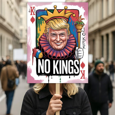 No Kings In America Protest Sign, Anti-Trump Resistance, Political Activist Poster, Rally Sign, Resist Fascism Protest Poster