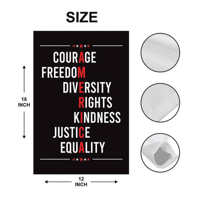 Courage Freedom Diversity Right Kindness Justice Equality Protest Garden Flag, Resist Hate, Anti-Trump, Resist Racism, Resist Fascism Flag