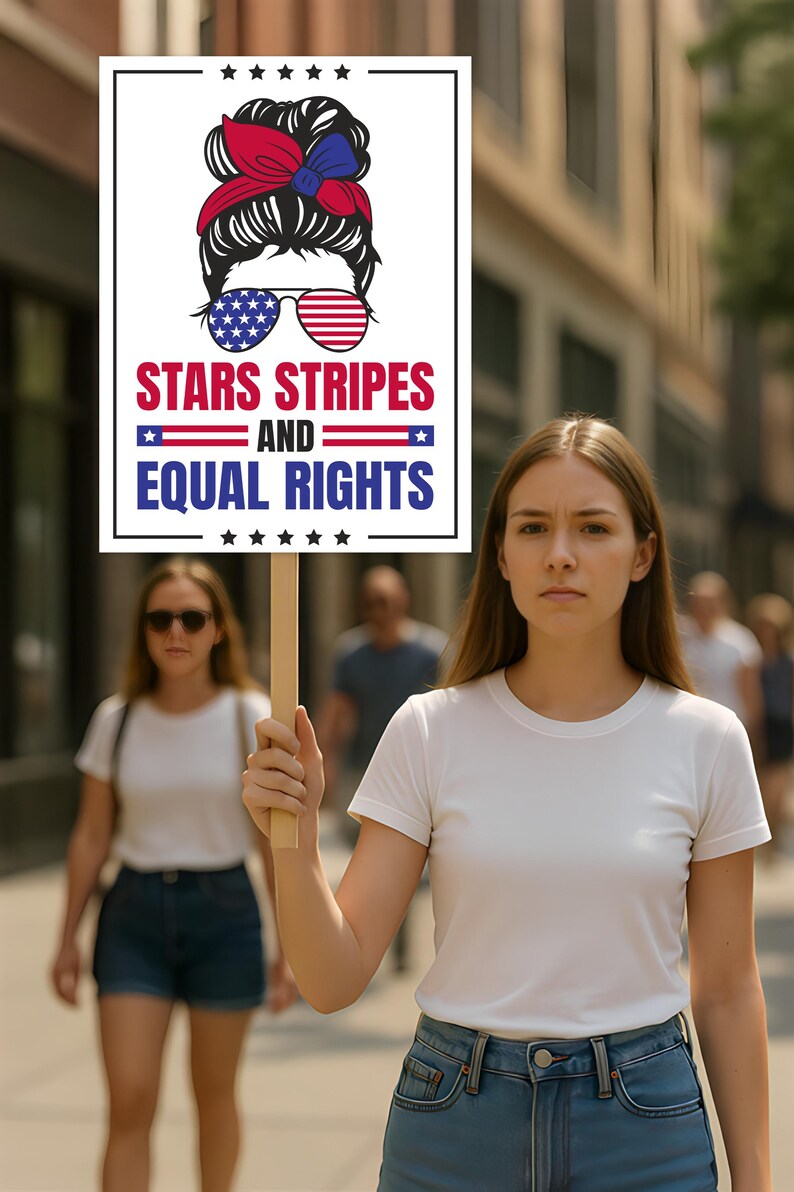 Stars Stripes And Equal Rights Protest Sign, Anti-Trump Resistance, Political Activist Rally Sign, Resist Fascism Protest Poster
