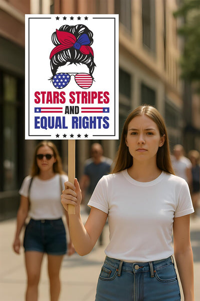Stars Stripes And Equal Rights Protest Sign, Anti-Trump Resistance, Political Activist Rally Sign, Resist Fascism Protest Poster