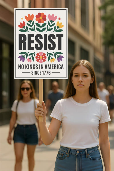 No Kings In America Protest Sign, Anti-Trump Resistance, Political Activist Poster, Rally Sign, Resist Fascism Protest Poster