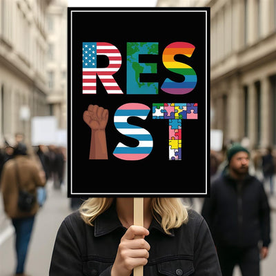 Resist, No Kings In America Protest Sign, Anti-Trump Resistance, Political Activist Poster, Rally Sign, Resist Fascism Protest Poster