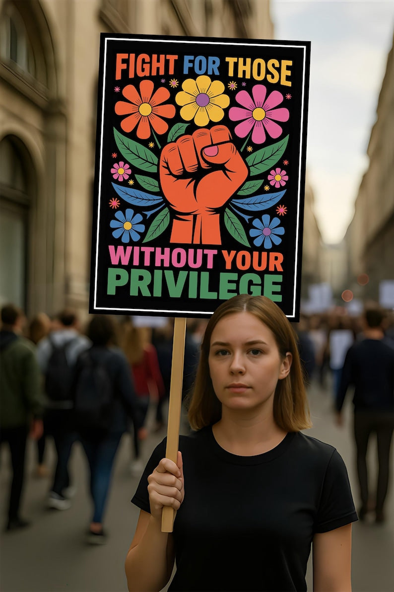 Fight For Those Without Your Privilege Protest Sign, Anti-Trump Resistance, Political Activist Rally Sign, Resist Fascism Protest Poster